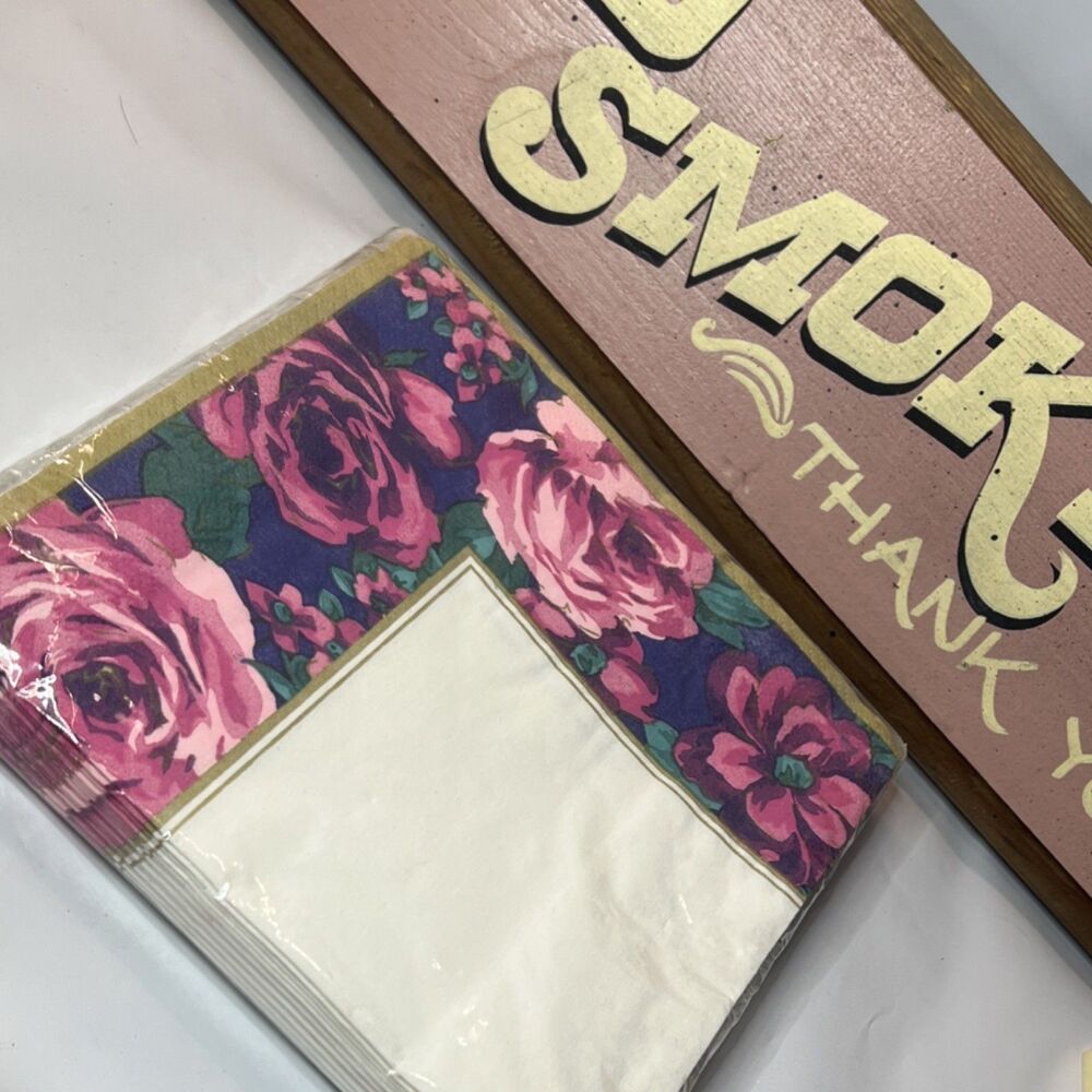 Y2K 1990s  Amscan Bouquet Luncheon Napkins 16 Pack 3 Ply Floral Pink Purple